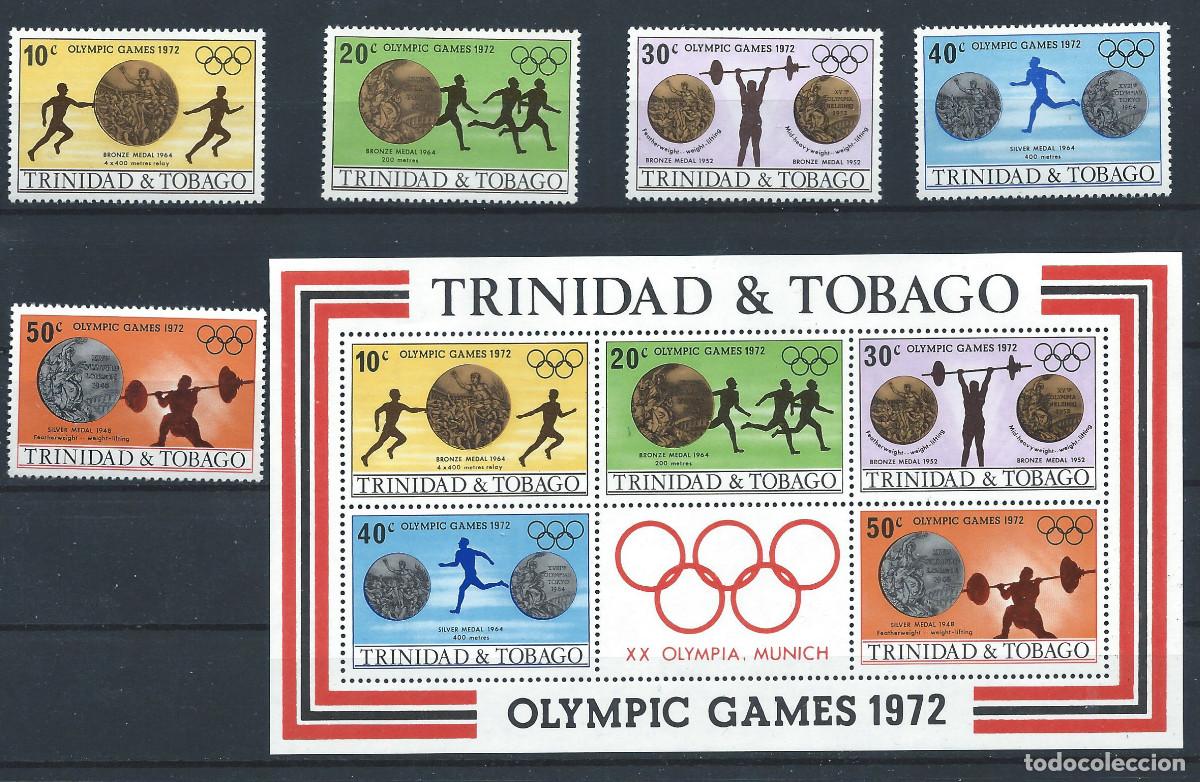 Sellos: Trinidad et Tobago N&deg;306/10 + Bloc 4** (MNH) 1972 - J.O de Munich