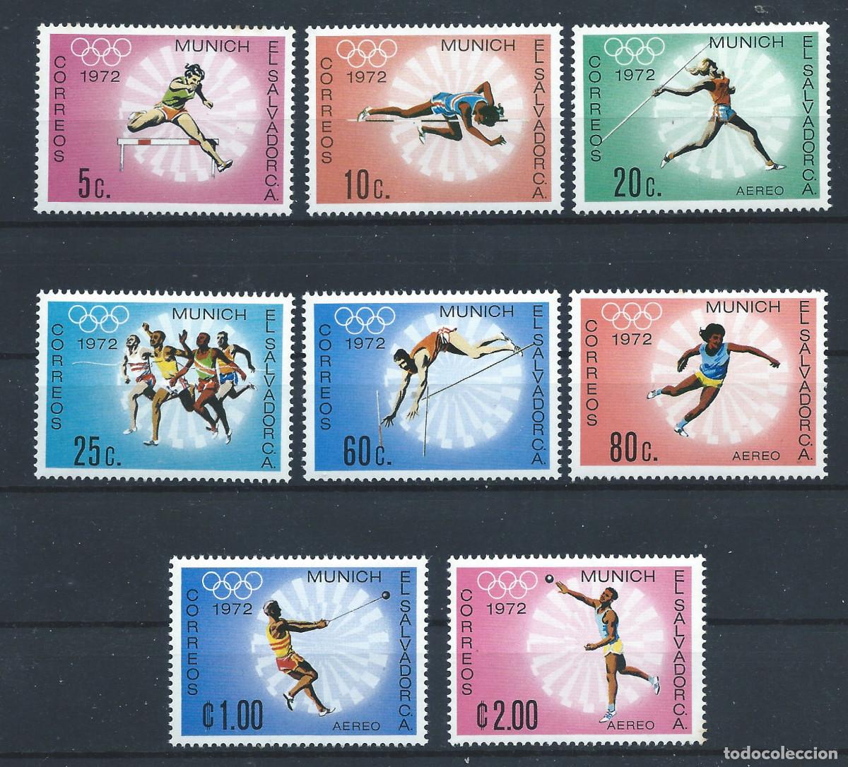 Sellos: Salvador N&deg;779/82 + PA 292/95** (MNH) 1973 - J.O de Munich