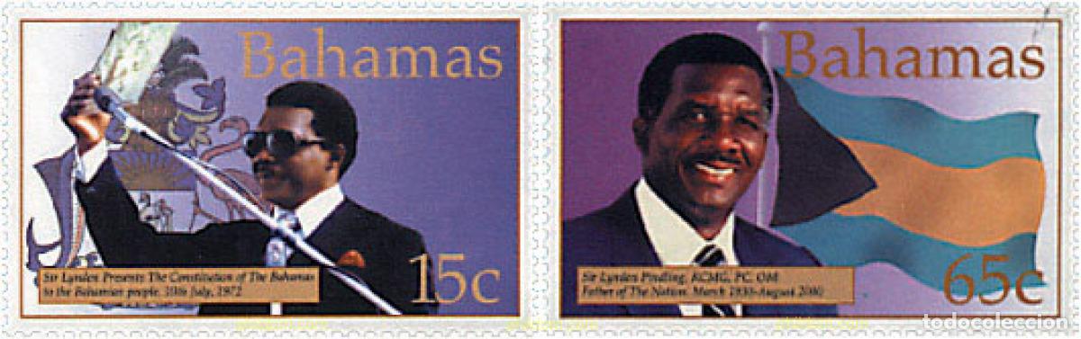 Sellos: 74225 MNH BAHAMAS 2001 ANIVERSARIO DE LA MUERTE DE SIR LYNDEN PINDING