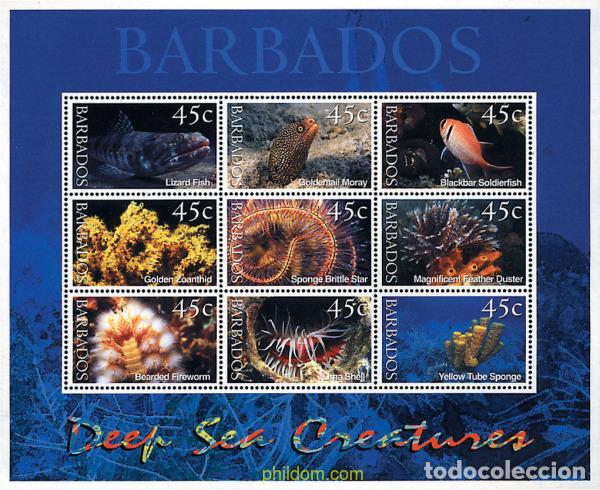 Sellos: 273514 MNH BARBADOS 2001 CRIATURAS DEL FONDO DEL MAR