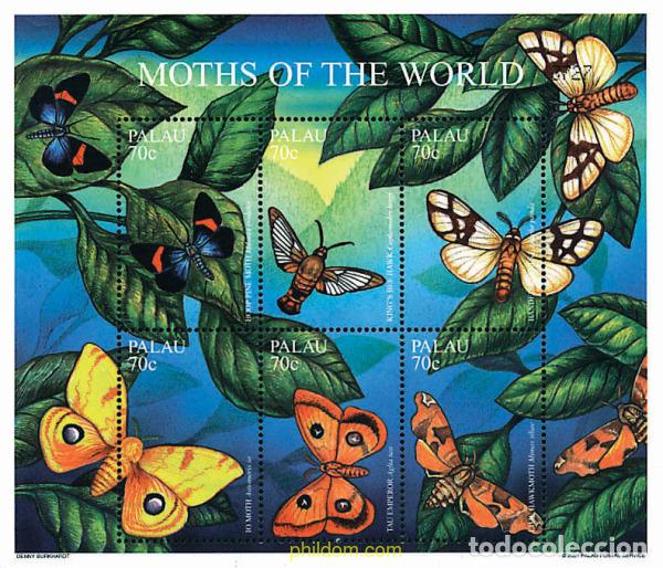 Sellos: 349857 MNH PALAU 2001 MARIPOSAS NOCTURNAS DEL MUNDO