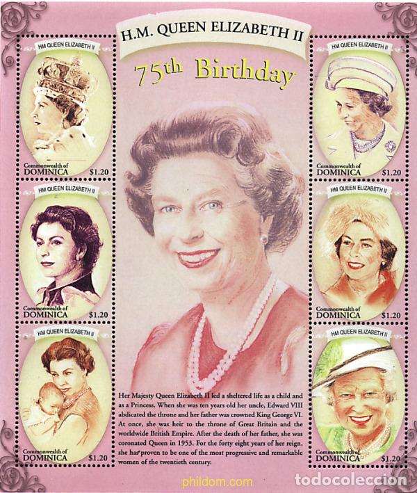 Briefmarken: 302948 MNH DOMINICA 2001 75 ANIVERSARIO DE LA REINA ISABEL II