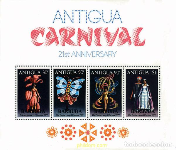 Sellos: 75602 MNH BARBUDA 1977 21 A&Ntilde;OS DE CARNAVAL EN ANTIGUA