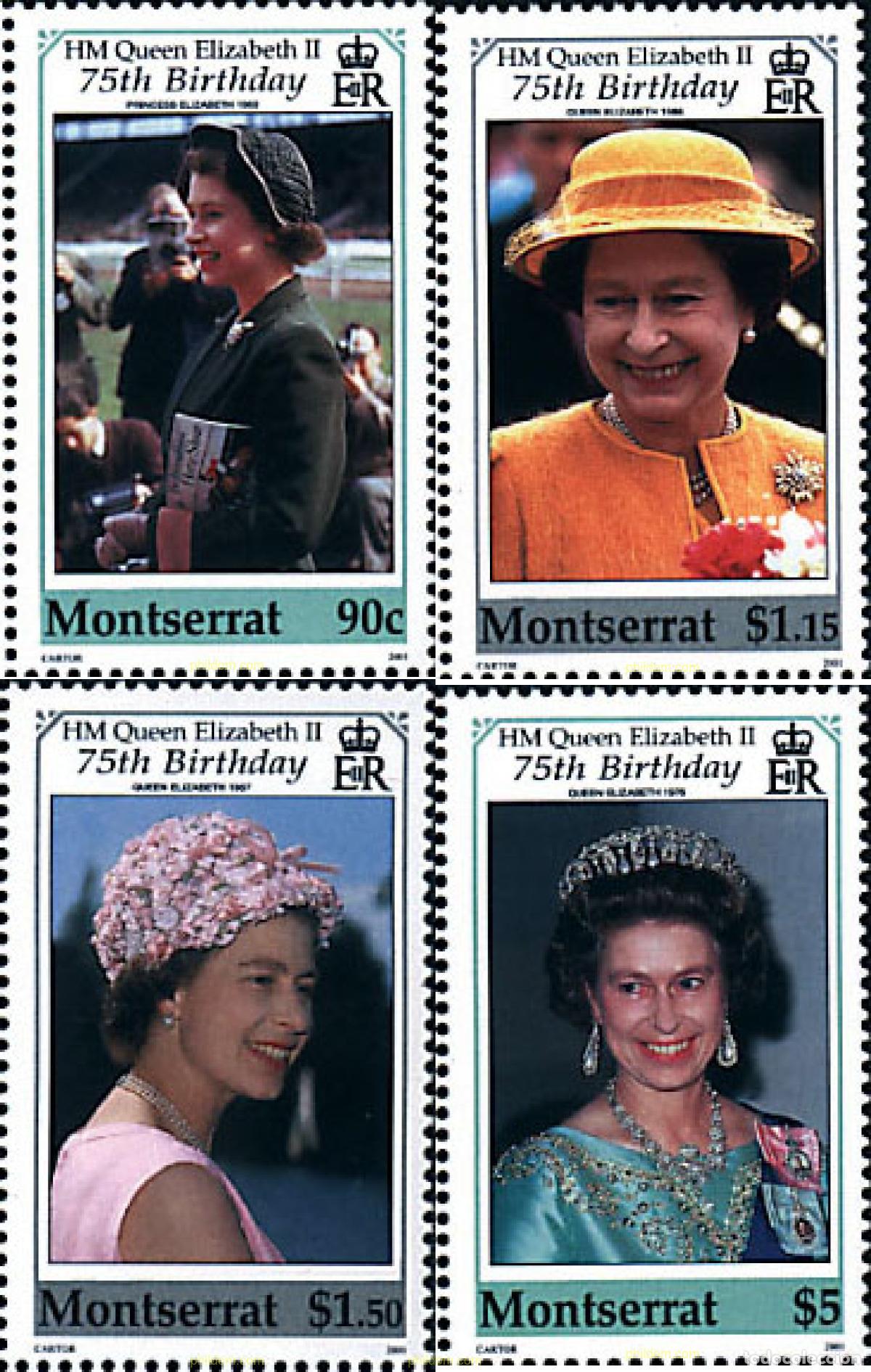 Sellos: 78499 MNH MONTSERRAT 2001 75 ANIVERSARIO DE LA REINA ISABEL II