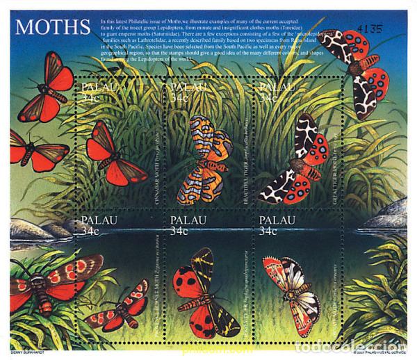Sellos: 233086 MNH PALAU 2001 MARIPOSAS NOCTURNAS DEL MUNDO