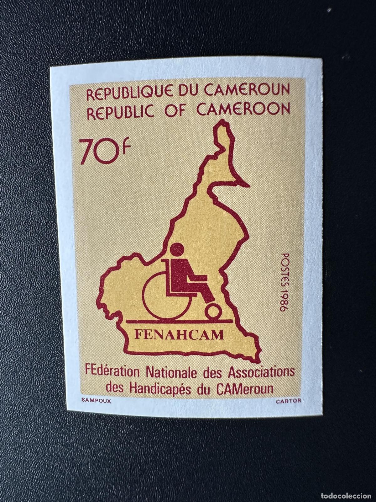 Sellos: Tarjeta FENAHCAM para silla de ruedas discapacitados Mi. 1140 ND Camer&uacute;n 1986