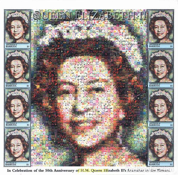 Sellos: 7991 MNH ANTIGUA Y BARBUDA 2001 50 ANIVERSARIO DEL ACCESO AL TRONO DE ISABEL II