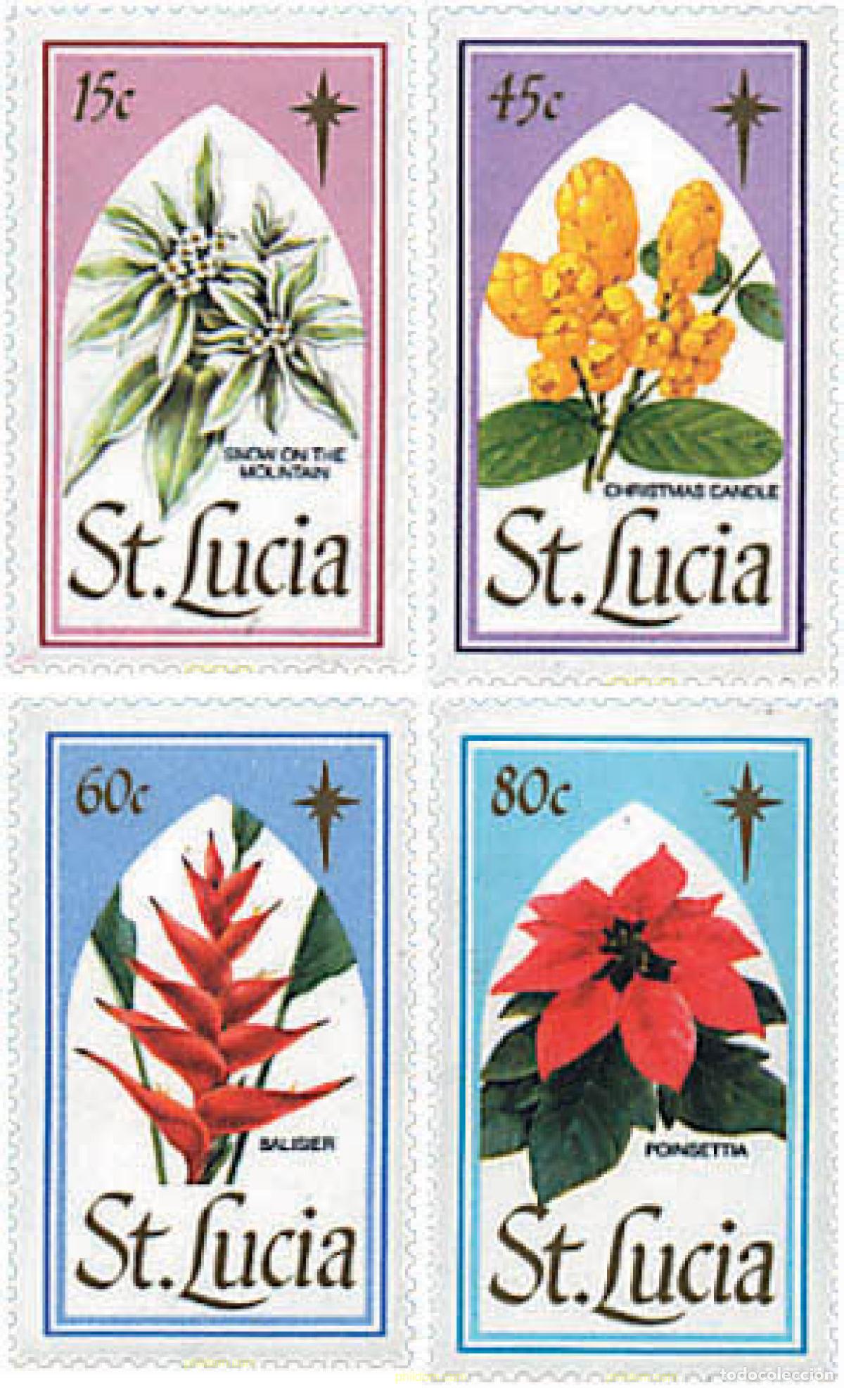 Sellos: 93271 MNH SANTA LUCIA 1988 NAVIDAD. FLORES