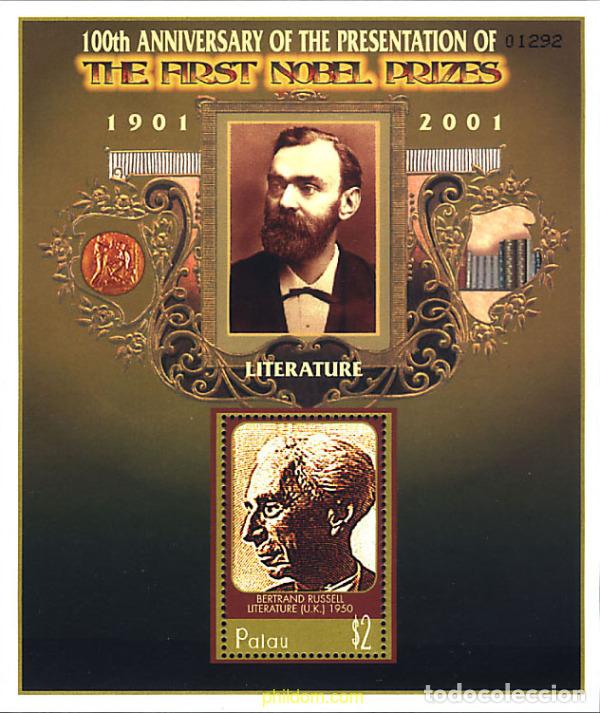 Sellos: 349875 MNH PALAU 2001 CENTENARIO DE LOS PREMIOS NOBEL