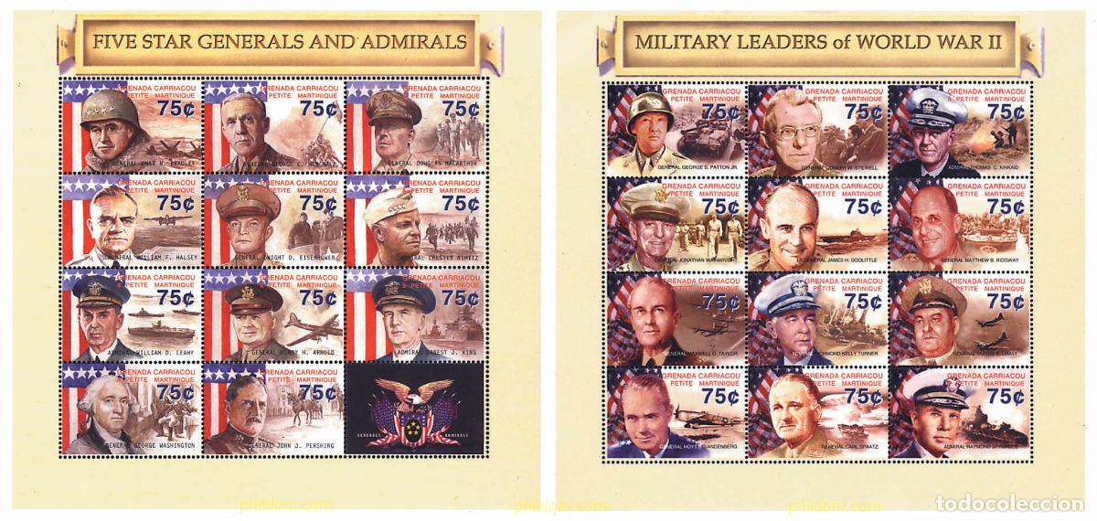 Sellos: 214663 MNH GRANADA GRANADINAS 2001 GENERALES Y ALMIRANTES DE 5 ESTRELLAS