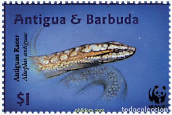 Sellos: 275224 MNH ANTIGUA Y BARBUDA 2002 WWF. ALSOPHIS ANTIGUAE