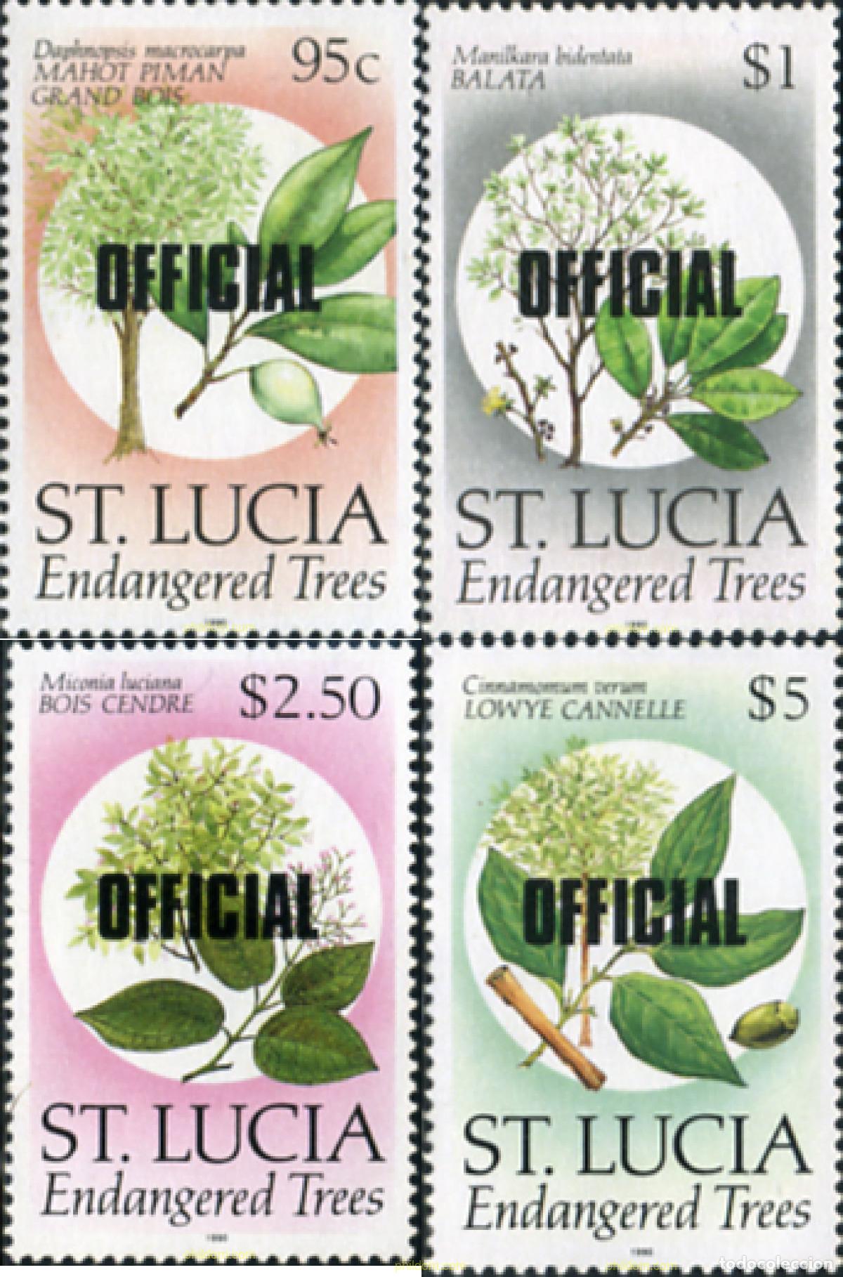 Sellos: 93285 MNH SANTA LUCIA 1990 ESPECIES VEGETALES EN PELIGRO