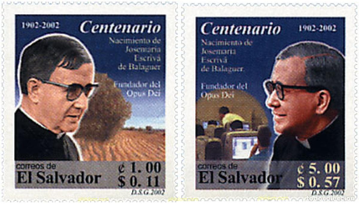 Sellos: 97961 MNH EL SALVADOR 2002 CENTENARIO DEL NACIMIENTO DE JOSEMARIA ESCRIVA DE BALAGUER