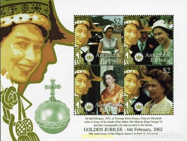 Sellos: 280832 MNH ANTIGUA Y BARBUDA 2002 50 ANIVERSARIO DEL ACCESO AL TRONO DE ISABEL II
