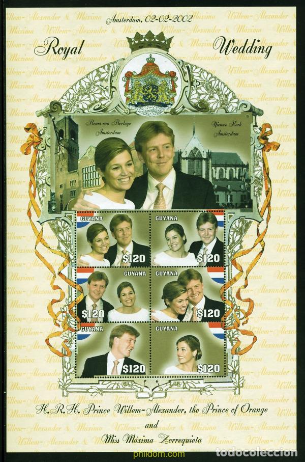 Sellos: 571372 MNH GUYANA 2002 BODA DEL PRINCIPE GUILLERMO-ALEJANDRO Y MAXIMA ZORREGUIETA