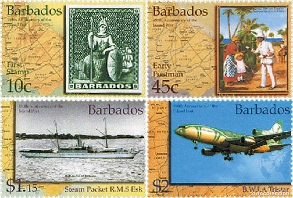 Sellos: 98969 MNH BARBADOS 2002 150 ANIVERSARIO DEL CORREO EN BARBADOS