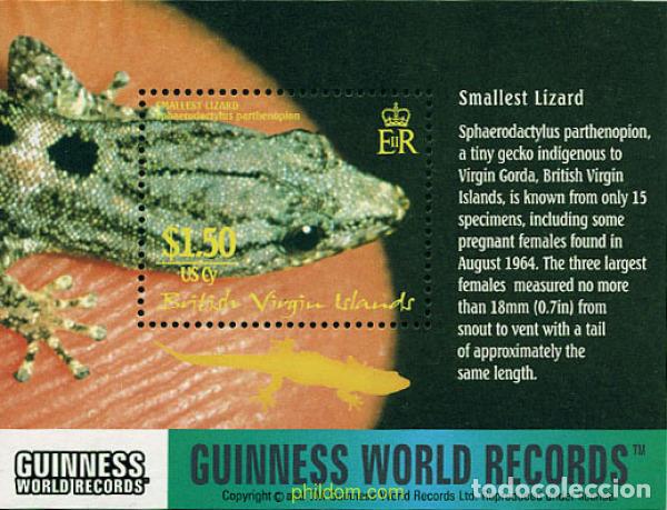 Sellos: 99995 MNH VIRGENES BRITANICAS Islas 2002 LOS REPTILES DEL LIBRO GUINNESS DE LOS RECORDS
