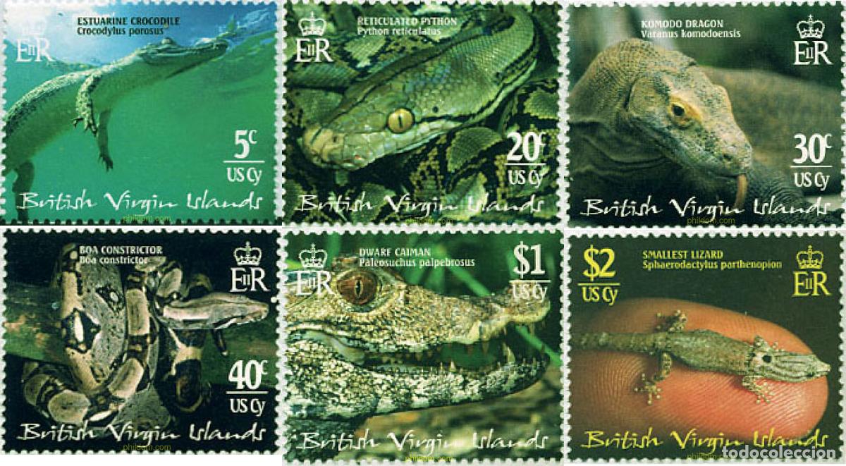 Sellos: 99994 MNH VIRGENES BRITANICAS Islas 2002 LOS REPTILES DEL LIBRO GUINNESS DE LOS RECORDS