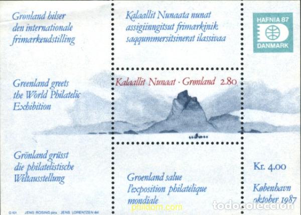 Sellos: 100249 MNH GROENLANDIA 1987 HAFNIA 87. EXPOSICION FILATELICA INTERNACIONAL