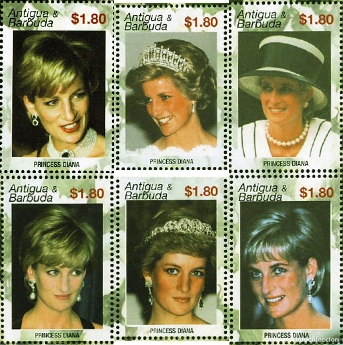 Sellos: 100308 MNH ANTIGUA Y BARBUDA 2002 5 ANIVERSARIO DE LA MUERTE DE LA PRINCESA DIANA