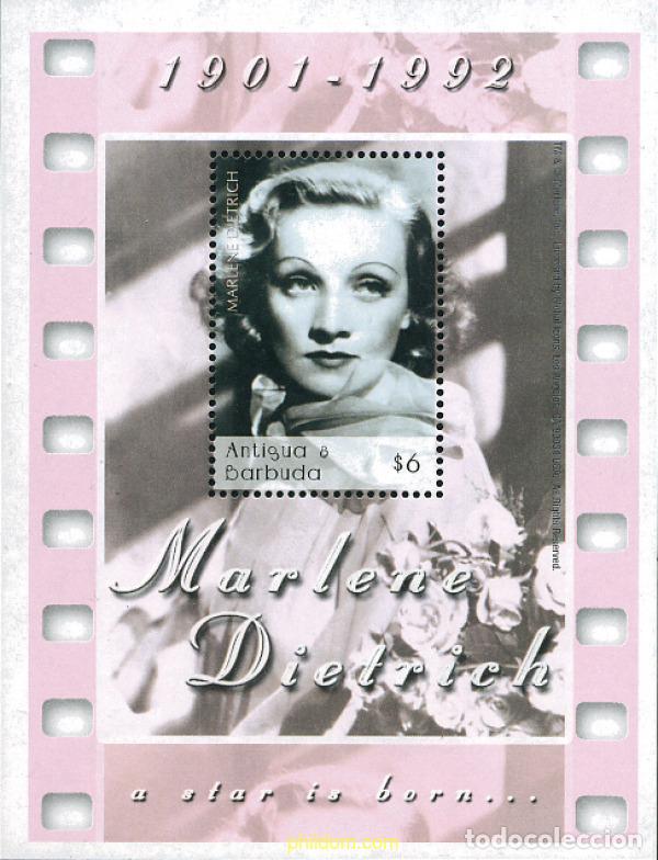 Sellos: 101726 MNH ANTIGUA Y BARBUDA 2002 HOMENAJE A MARLENE DIETRICH