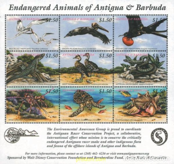 Sellos: 280835 MNH ANTIGUA Y BARBUDA 2002 FAUNA DE ANTIGUA Y BARBUDA EN VIAS DE DESAPARICION