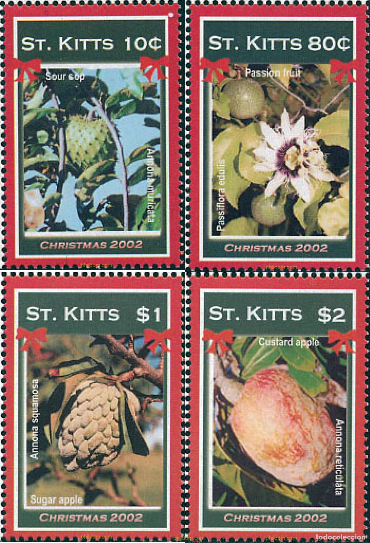 Sellos: 103070 MNH SAN KITTS 2002 NAVIDAD. FRUTOS