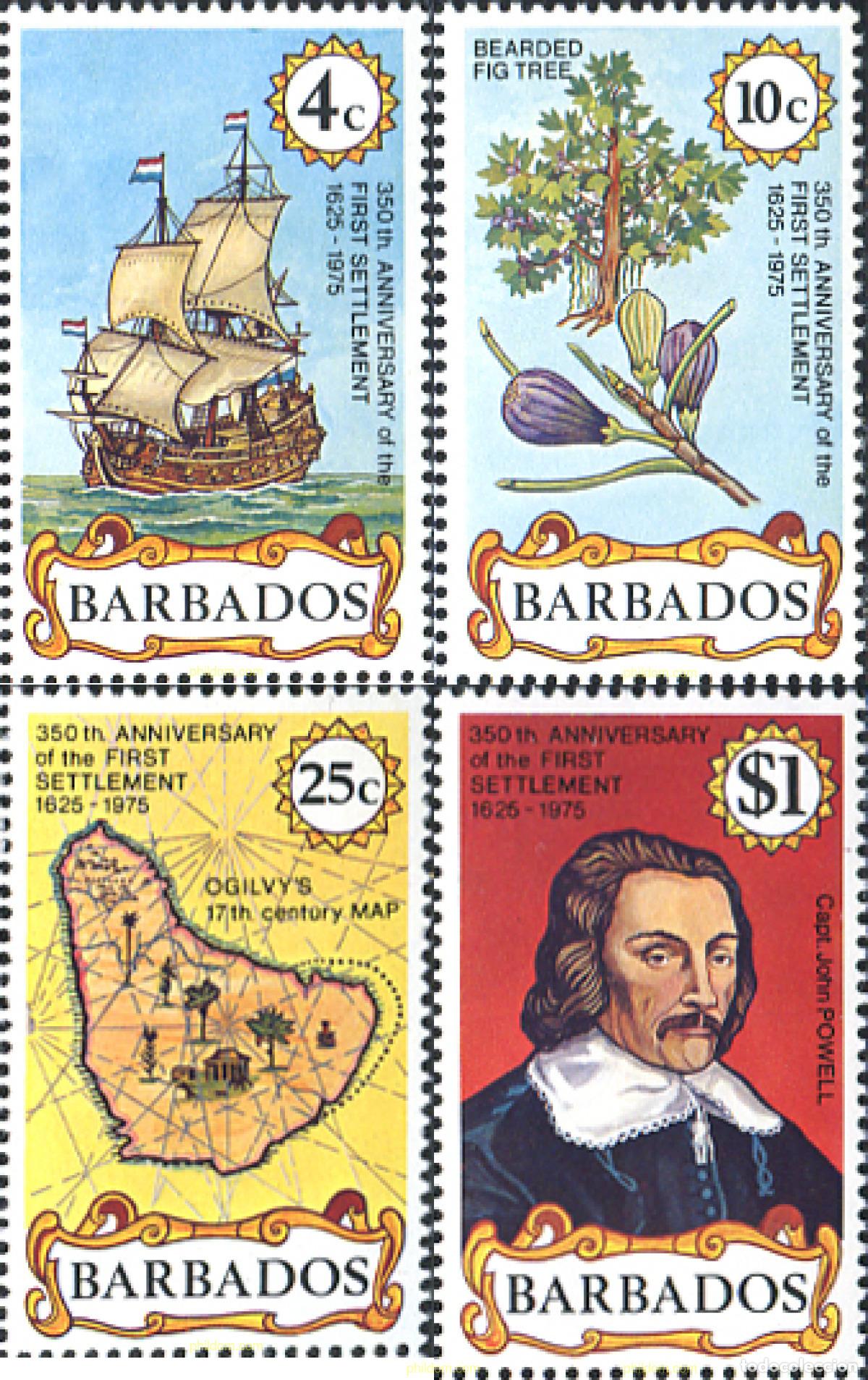 Sellos: 103580 MNH BARBADOS 1975 350 ANIVERSARIO DE LOS PRIMEROS COLONOS