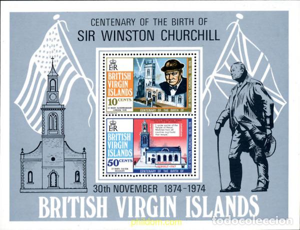Sellos: 104080 MNH VIRGENES BRITANICAS Islas 1974 CENTENARIO DEL NACIMIENTO DE WINSTON CHURCHILL