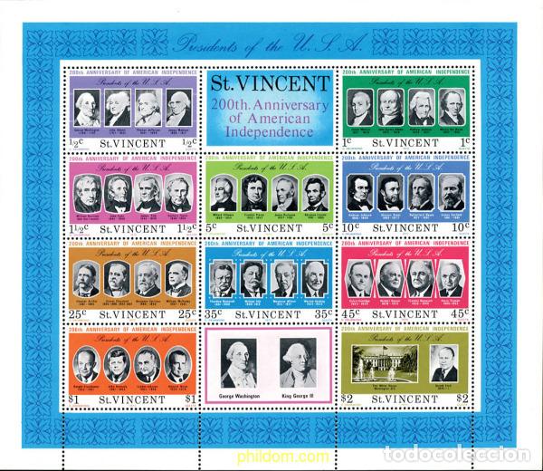 Sellos: 104057 MNH SAN VICENTE 1975 BICENTENARIO DE LA INDEPENDENCIA DE LOS ESTADOS UNIDOS