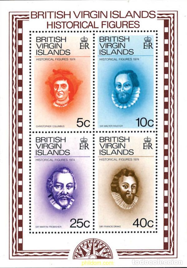 Sellos: 104078 MNH VIRGENES BRITANICAS Islas 1974 PERSONALIDADES HISTORICAS