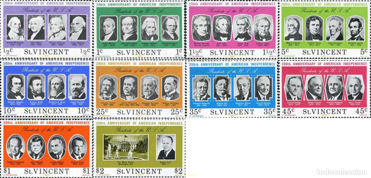 Sellos: 104056 MNH SAN VICENTE 1975 BICENTENARIO DE LA INDEPENDENCIA DE LOS ESTADOS UNIDOS