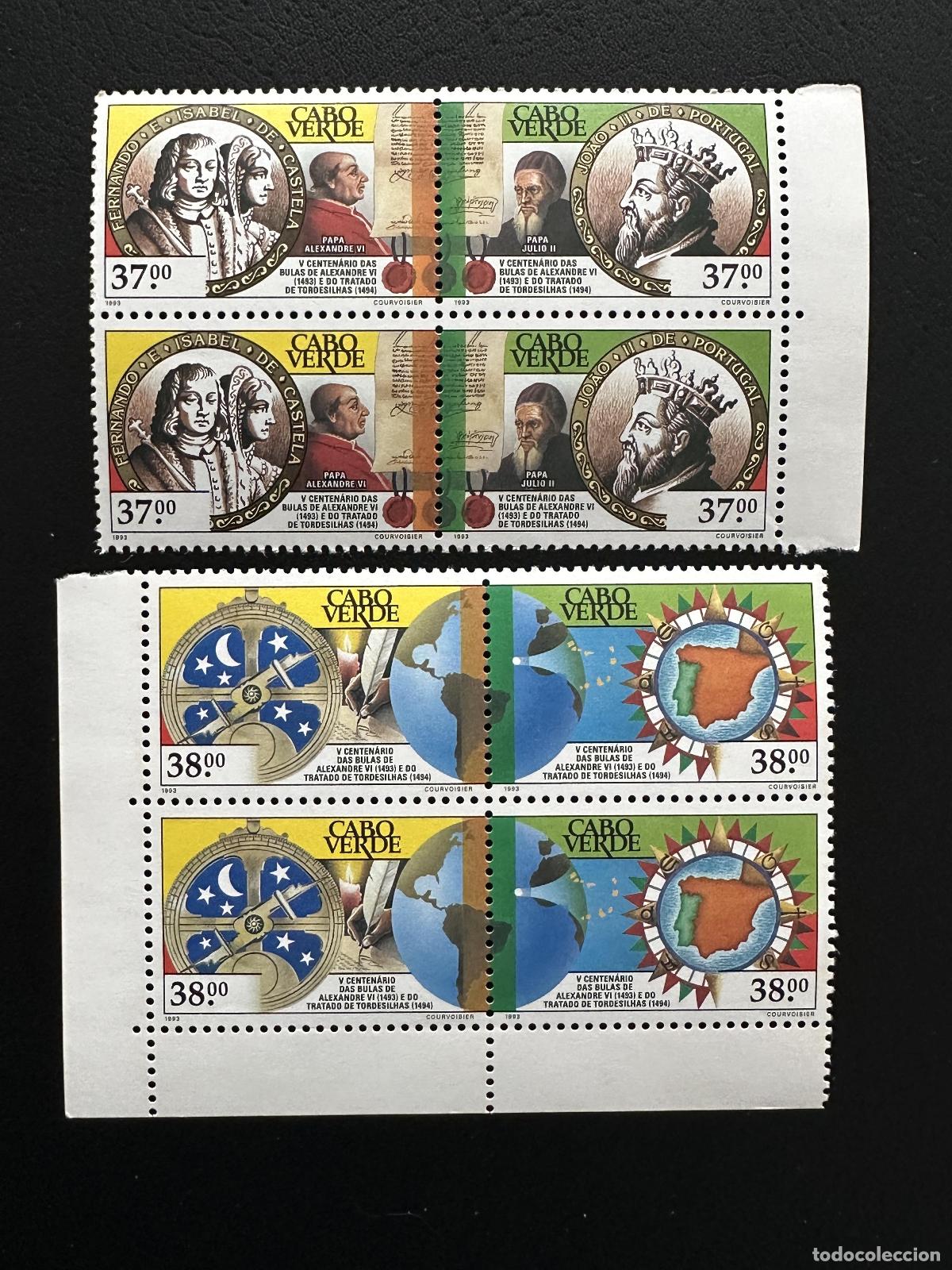 Sellos: Cabo Verde 1993 Mi. 654 - 657 Tratado de Tordesilhas Papa Alejandro VI Julio II