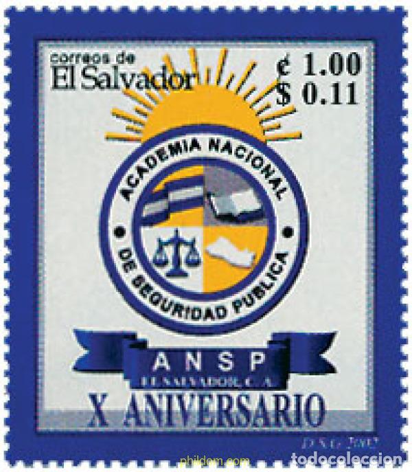 Sellos: 110422 MNH EL SALVADOR 2002 10 ANIVERSARIO DE LA ESCUELA NACIONAL DE SEGURIDAD PUBLICA