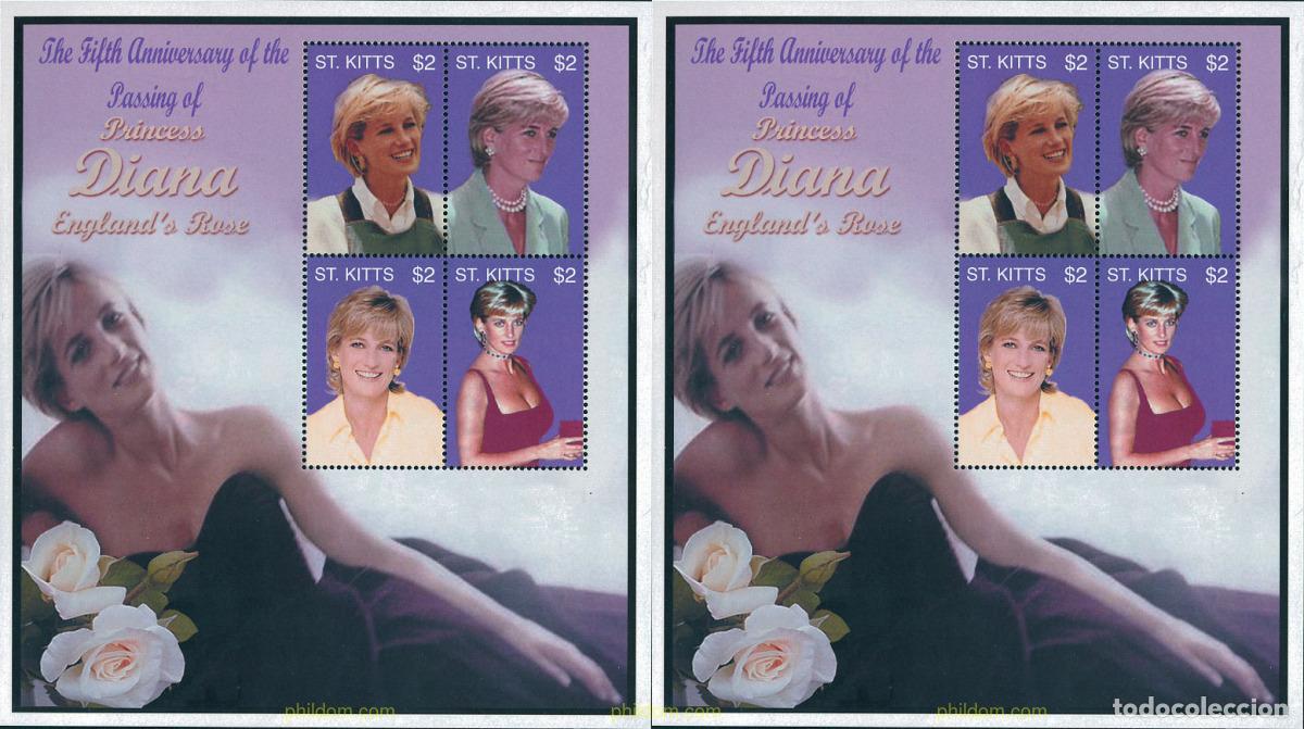 Sellos: 257277 MNH SAN KITTS 2002 5 ANIVERSARIO DE LA MUERTE DE LA PRINCESA DIANA