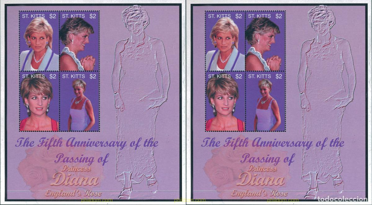 Sellos: 257380 MNH SAN KITTS 2002 5 ANIVERSARIO DE LA MUERTE DE LA PRINCESA DIANA