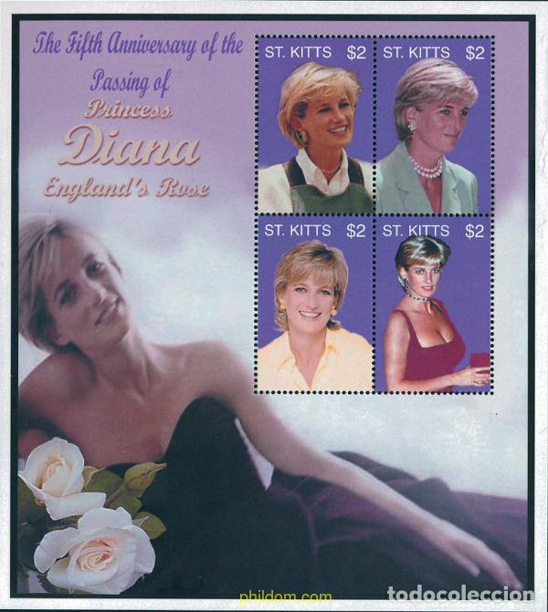 Sellos: 681395 MNH SAN KITTS 2002 5 ANIVERSARIO DE LA MUERTE DE LA PRINCESA DIANA