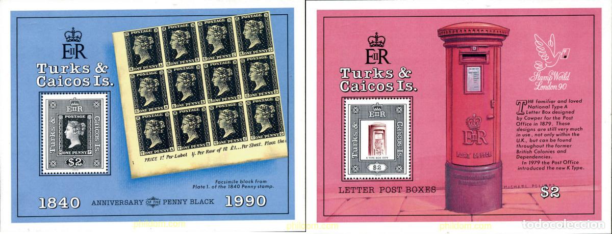 Sellos: 112859 MNH TURKS Y CAICOS 1990 150 ANIVERSARIO DEL PRIMER SELLO