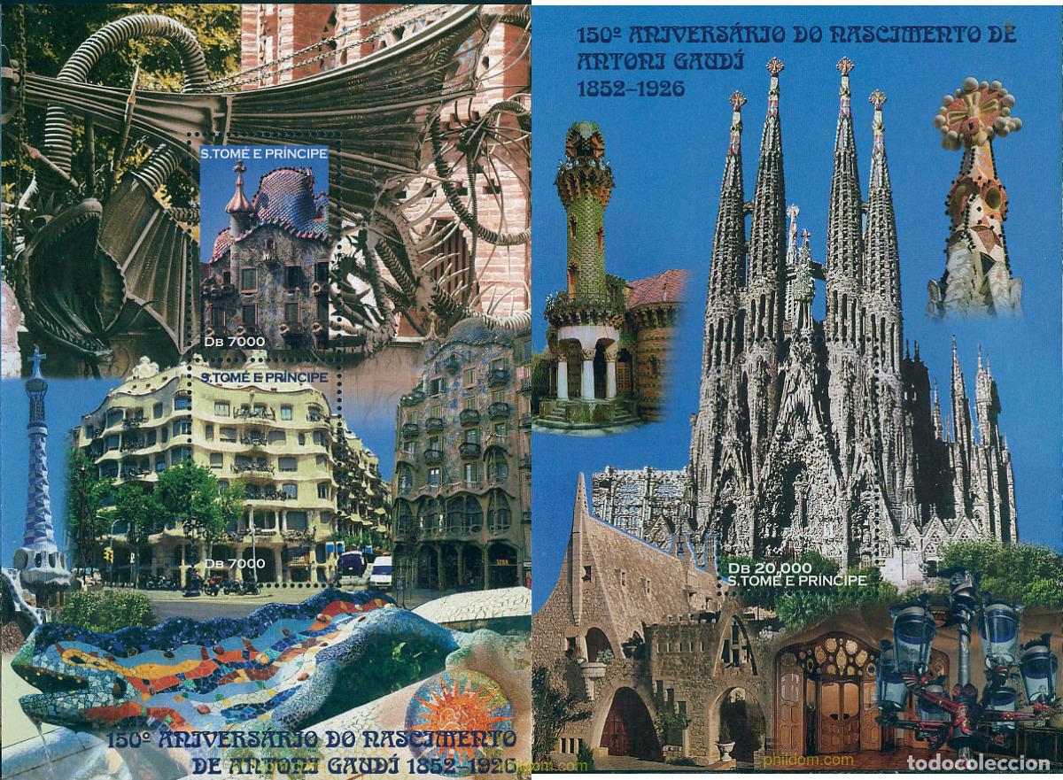 Sellos: 113552 MNH SANTO TOME Y PRINCIPE 2002 150 ANIVERSARIO DEL NACIMIENTO DE ANTONI GAUDI