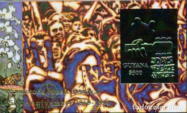 Sellos: 213452 MNH GUYANA 1994 25 ANIVERSARIO DEL FESTIVAL DE MUSICA WOODSTOCK