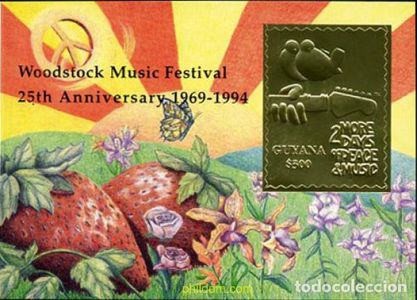 Sellos: 571563 MNH GUYANA 1994 25 ANIVERSARIO DEL FESTIVAL DE MUSICA WOODSTOCK