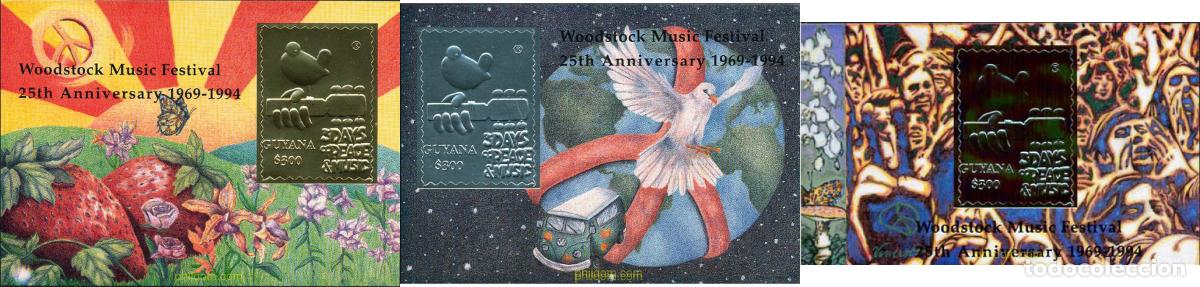 Sellos: 571736 MNH GUYANA 1994 25 ANIVERSARIO DEL FESTIVAL DE MUSICA WOODSTOCK
