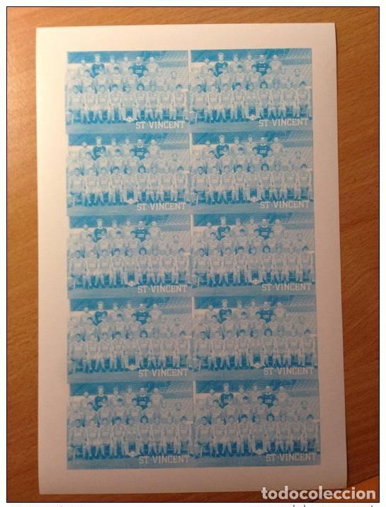 Sellos: HOJA DE F&Uacute;TBOL SAN VICENTE 1987 10 BARCLAY'S 1ST LEAGUE CLUB LIVERPOOL PROOF
