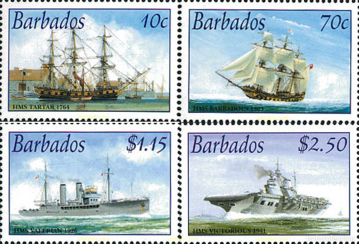 Sellos: 125276 MNH BARBADOS 2003 BARCOS DE LA ROYAL NAVY