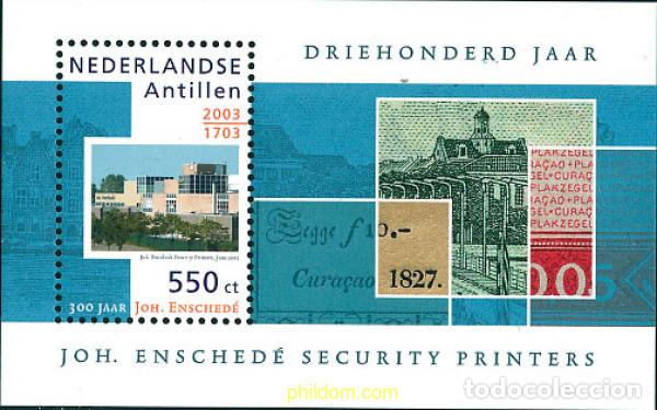 Sellos: 125964 MNH ANTILLAS HOLANDESAS 2003 300 ANIVERSARIO DE LA IMPRENTA FILATELICA JOH. ENSCHEDE