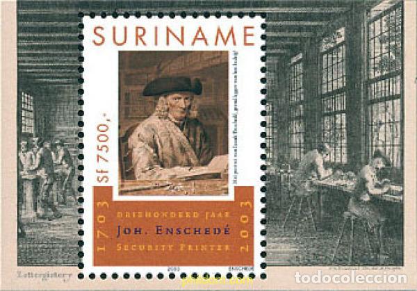 Sellos: 126217 MNH SURINAM 2003 300 ANIVERSARIO DE LA IMPRENTA FILATELICA JOH. ENSCHEDE