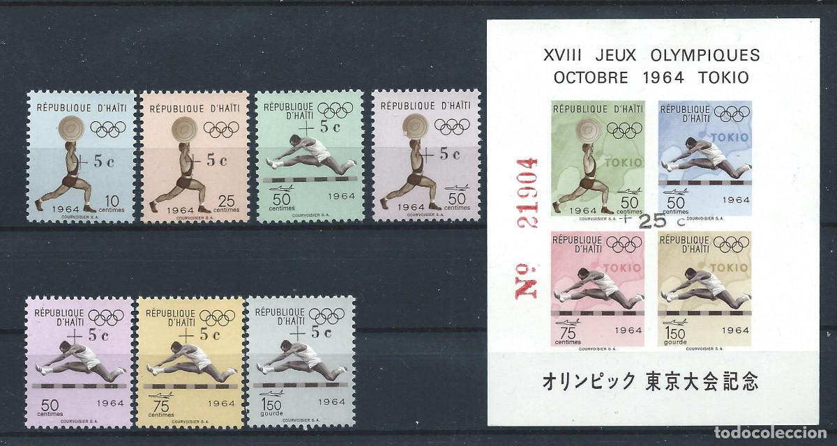 Sellos: Ha&iuml;ti N&deg;529/31 + PA 301/04 + Bloc 23** (MNH) 1964 - J.O de Tokyo