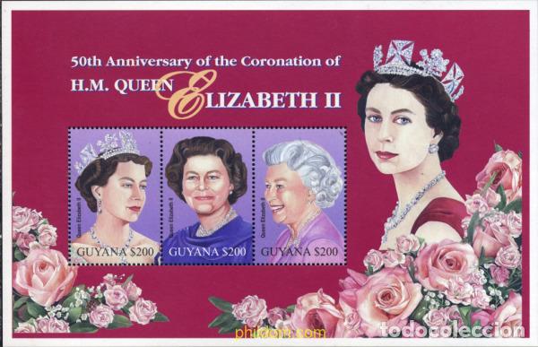 Sellos: 133011 MNH GUYANA 2003 50 ANIVERSARIO DE LA CORONACION DE ISABEL II