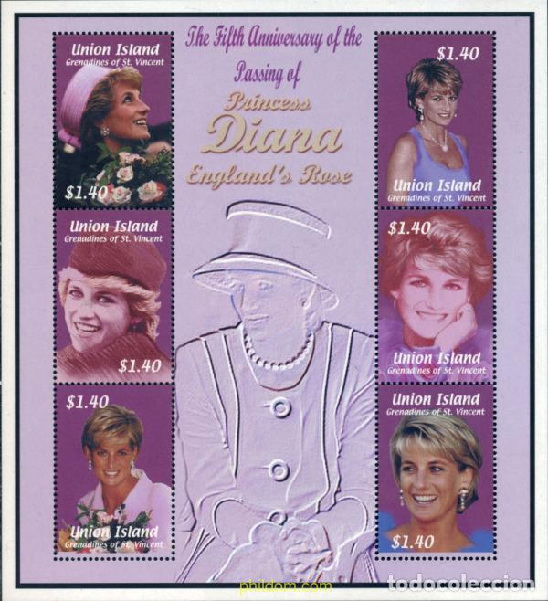 Francobolli: 230495 MNH SAN VICENTE GRANADINAS. UNION ISLAND 2003 5 ANIVERSARIO DE LA MUERTE DE LA PRINCESA DIAN