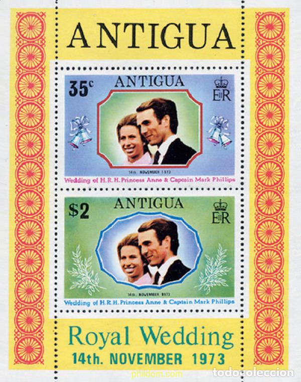 Sellos: 135412 MNH ANTIGUA 1973 BODA DE LA PRINCESA ANA Y EL CAPITAN MARK PHILLIPS